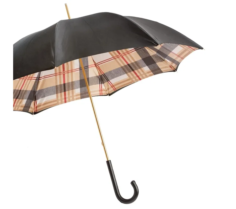 obrazek 8 Stylowy czarny parasol damski w piękną kratę – Pasotti