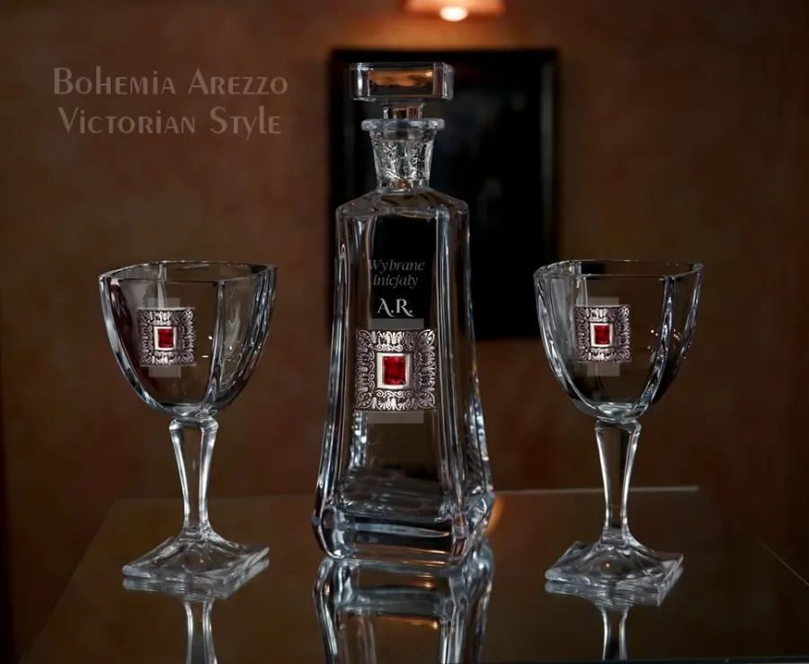 obrazek 2 Karafka i kieliszki Bohemia z kryształem rubinowym - Victorian Style