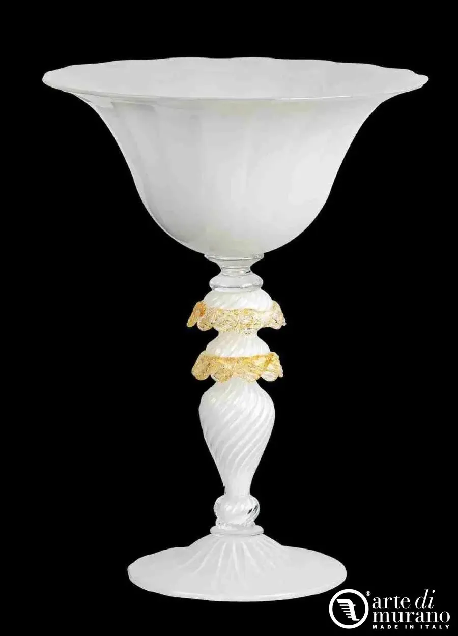 picture 1 Designer white vase made of blown Murano glass