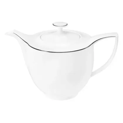 Picture White porcelain coffee pot with a black rim in a classic shape - Tettau