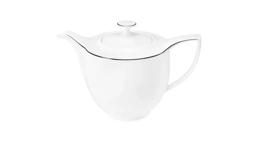 obrazek 1 Biały porcelanowy dzbanek do kawy z czarną obwódką o klasycznym kształcie – Tettau