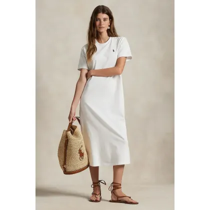 Zdjęcie Polo Ralph Lauren sukienka bawełniana kolor biały midi prosta 211971066
