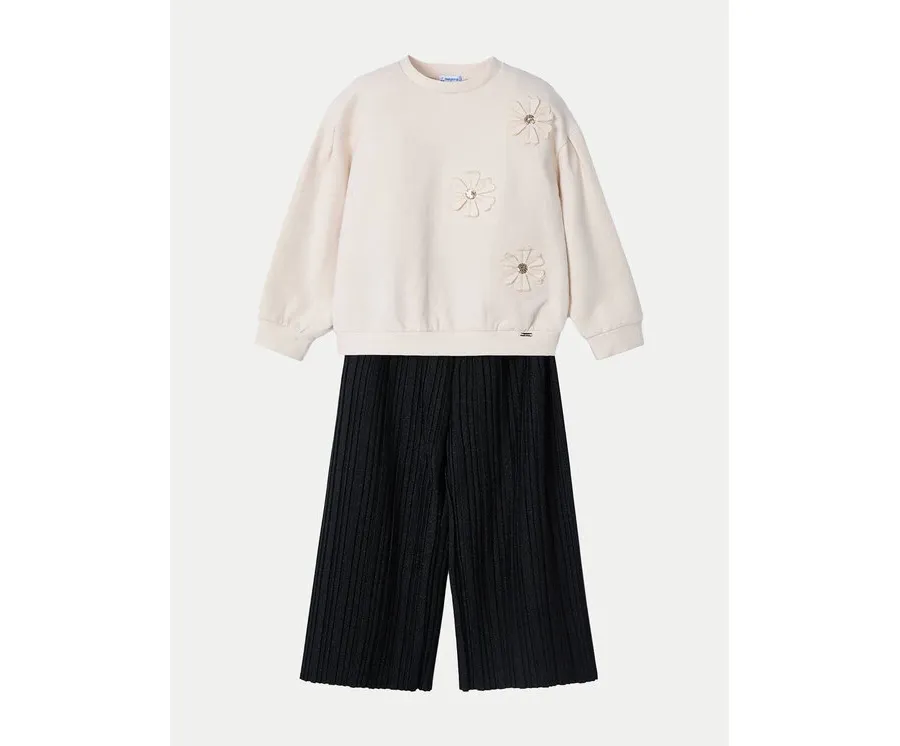obrazek 1 Mayoral Komplet bluza i spodnie materiałowe 4551 Beżowy Regular Fit