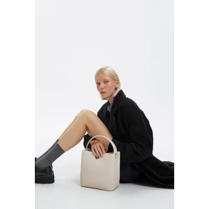 Zdjęcie Estro: Jasnobeżowa torebka damska do ręki ze skóry naturalnej