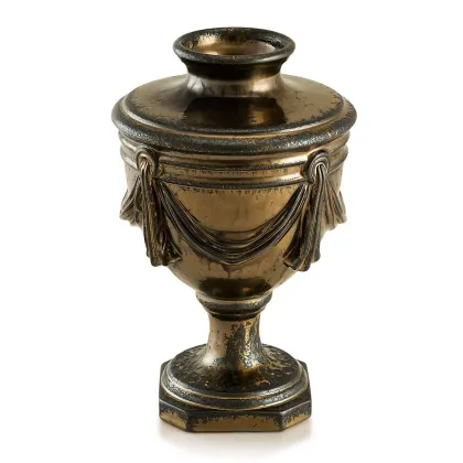 Picture Ceramic vase with four curtains in oxidized bronze - Ahura