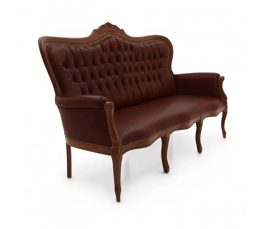 obrazek 3 Skórzana prestiżowa sofa 3-osobowa w stylu ludwikowskim - Sevensedie