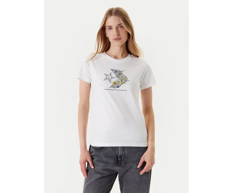 obrazek 1 Converse T-Shirt Nature Star Chevron 10027752-A02 Biały Regular Fit
