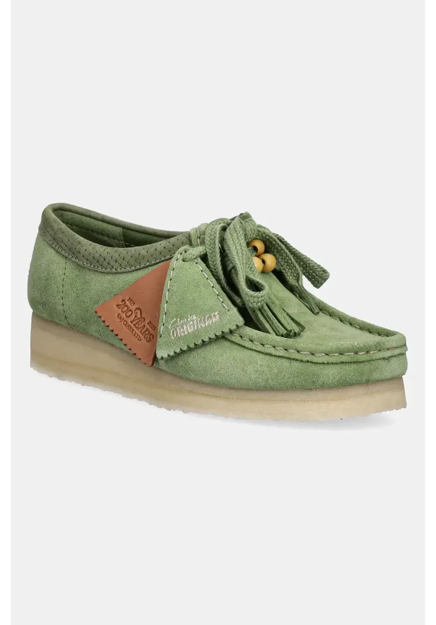 obrazek 1 Clarks Originals półbuty zamszowe Wallabee damskie kolor zielony na platformie 26180167