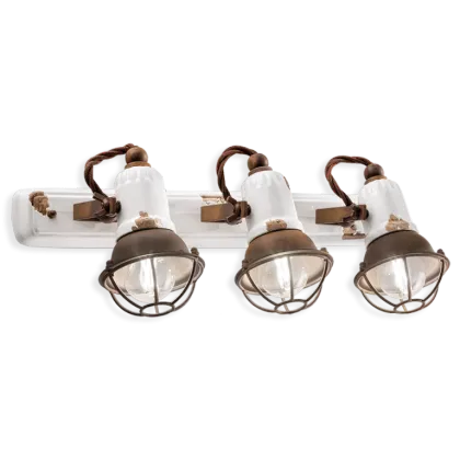 Zdjęcie Włoska lampa ścienna z trzema światłami Loft w stylu retro