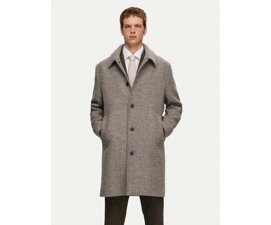 obrazek 1 Selected Homme Płaszcz wełniany 16089348 Beżowy Regular Fit