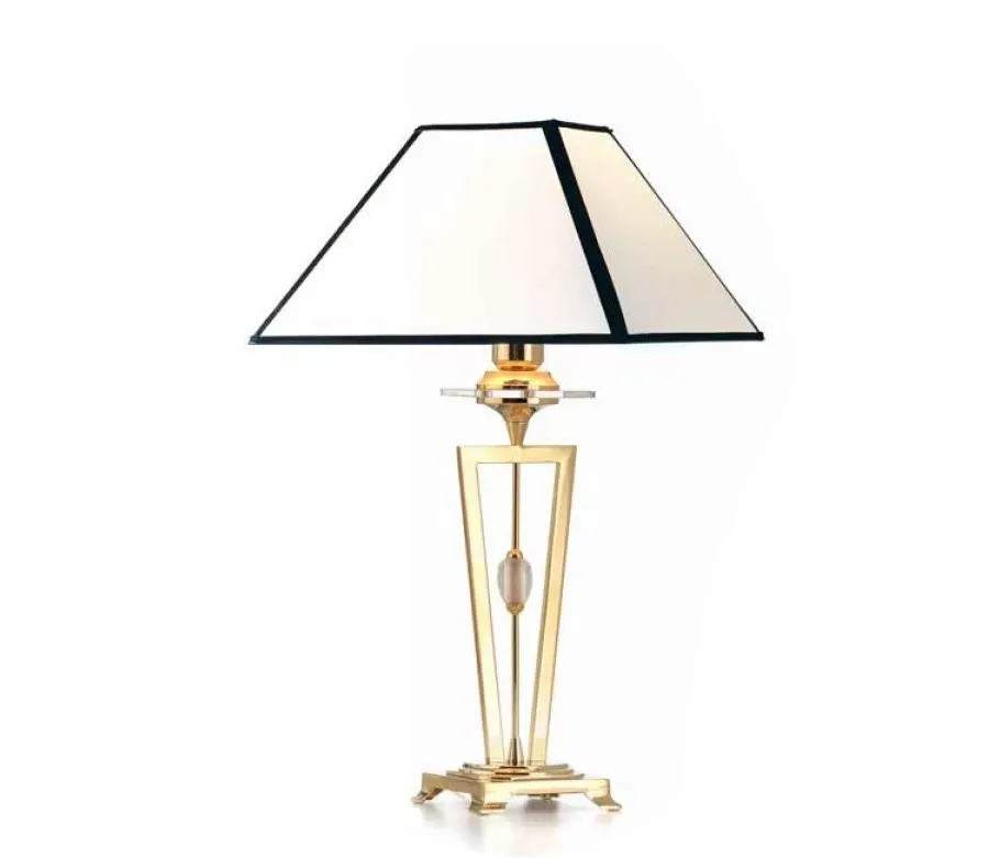 obrazek 1 Lampa stołowa w kształcie trapezu z kloszem z kości słoniowej - Il Paralume Marina