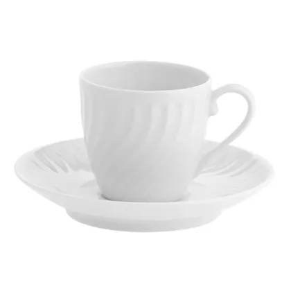 Picture Sagres porcelain coffee cup and saucer with a wave-forming motif - 4 pieces - Vista Alegre