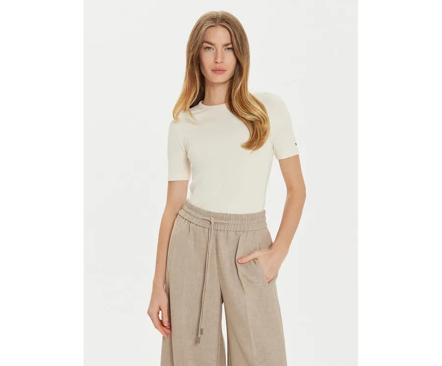 obrazek 1 Tommy Hilfiger T-Shirt WW0WW43918 Beżowy Slim Fit