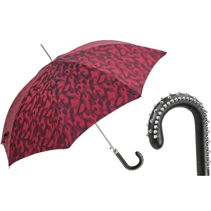 Zdjęcie Wyjątkowy parasol męski zdobiony kamuflażowym wzorem z rączką z ćwiekami – Pasotti