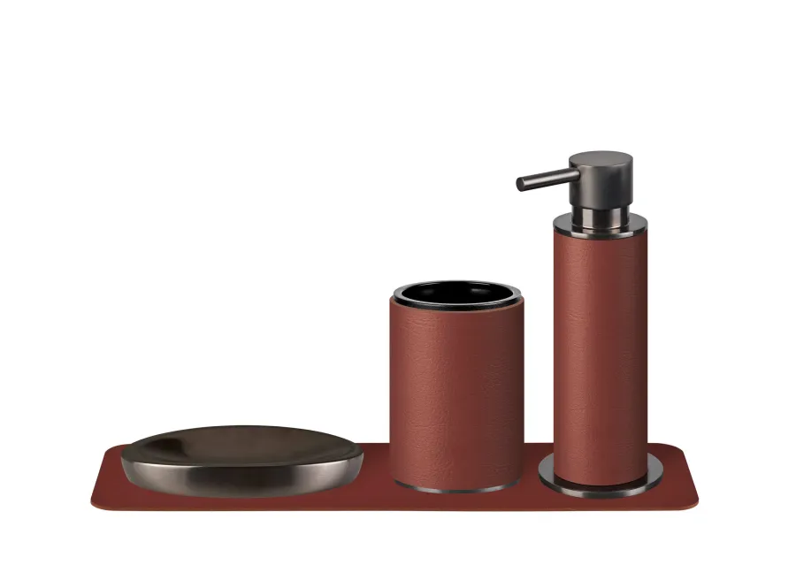 obrazek 2 Burgundowy uchwyt na kubek Ø7xH10,5 cm z grafitowym matowym obrzeżem