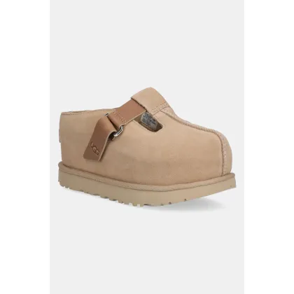 Zdjęcie UGG klapki zamszowe Goldenstar Hi Clog damskie kolor beżowy na platformie 1167550-SAN