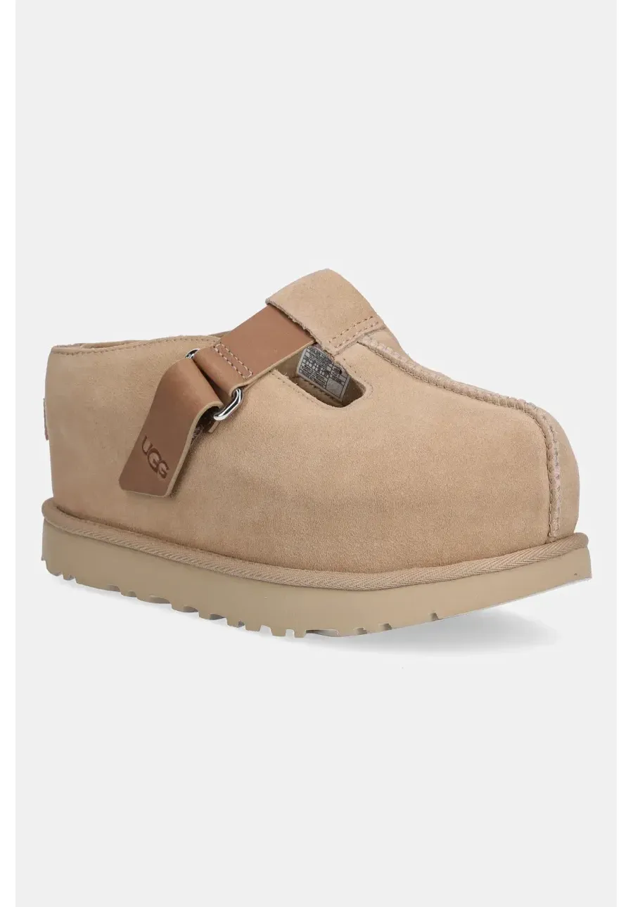 obrazek 1 UGG klapki zamszowe Goldenstar Hi Clog damskie kolor beżowy na platformie 1167550-SAN