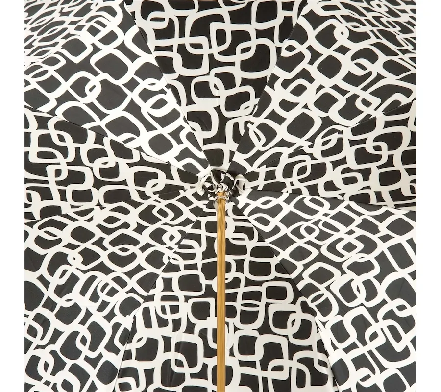 obrazek 3 Piękny stylowy czarny parasol damski zdobiony geometrycznymi wzorami - Pasotti