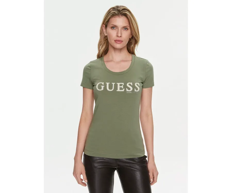 obrazek 1 Guess T-Shirt Pony Hair W4RI45 J1314 Zielony Slim Fit