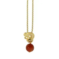 Picture Gorgeous Italian Necklace I8K Gold Plated Silver White Cubic Zircons Blue Enamel Carnelian