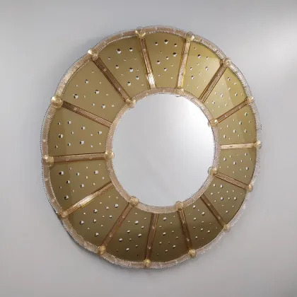 Zdjęcie Kryształowe okrągłe lustro ze szkła Murano