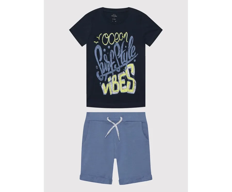 obrazek 1 NAME IT Komplet t-shirt i szorty sportowe 13200344 Granatowy Regular Fit