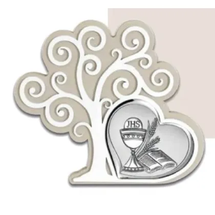 Zdjęcie Stylowa srebrna ozdoba 17,3х14,9 cm na komunię świętą