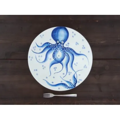 Zdjęcie Duża miska na makaron z motywem niebieskiej ośmiornicy - Le Ceramiche