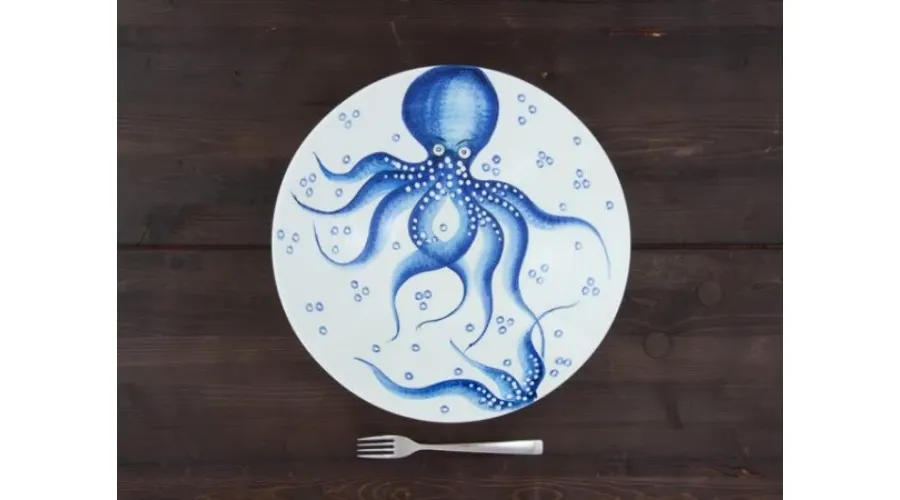 obrazek 1 Duża miska na makaron z motywem niebieskiej ośmiornicy - Le Ceramiche