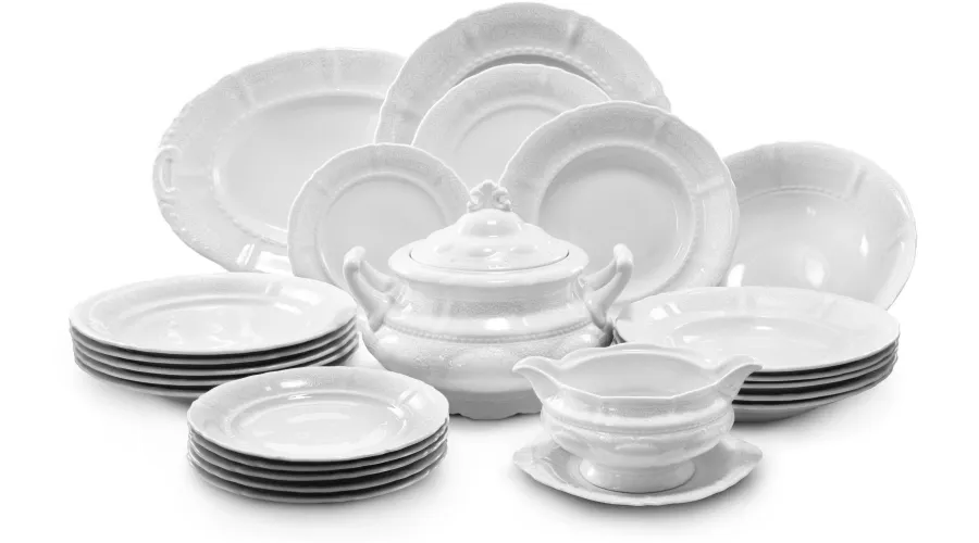 obrazek 1 Luksusowa 25-częściowa zastawa obiadowa z porcelany w stylu klasycznym - Leander