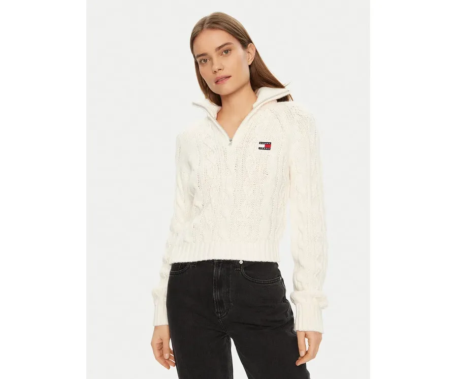 obrazek 1 Tommy Jeans Sweter DW0DW20269 Écru Regular Fit