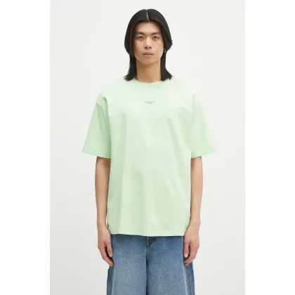 Zdjęcie Drôle de Monsieur t-shirt bawełniany Le T-Shirt Slogan Classique męski kolor zielony z nadrukiem G-TS202-CO002-LGN