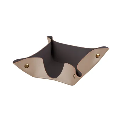 Zdjęcie Pojemnik na notes 10х10хH4 cm wykonany ze skóry w kolorze cappuccino