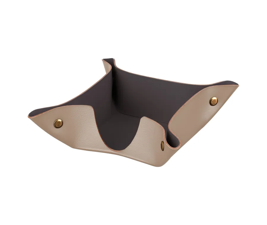 obrazek 1 Pojemnik na notes 10х10хH4 cm wykonany ze skóry w kolorze cappuccino