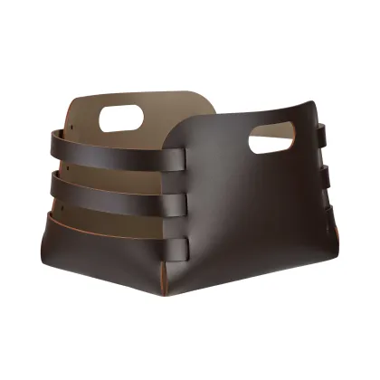 Zdjęcie Koszyk Riga 27x36xH25 cm z naturalnej skóry w kolorze czekoladowym