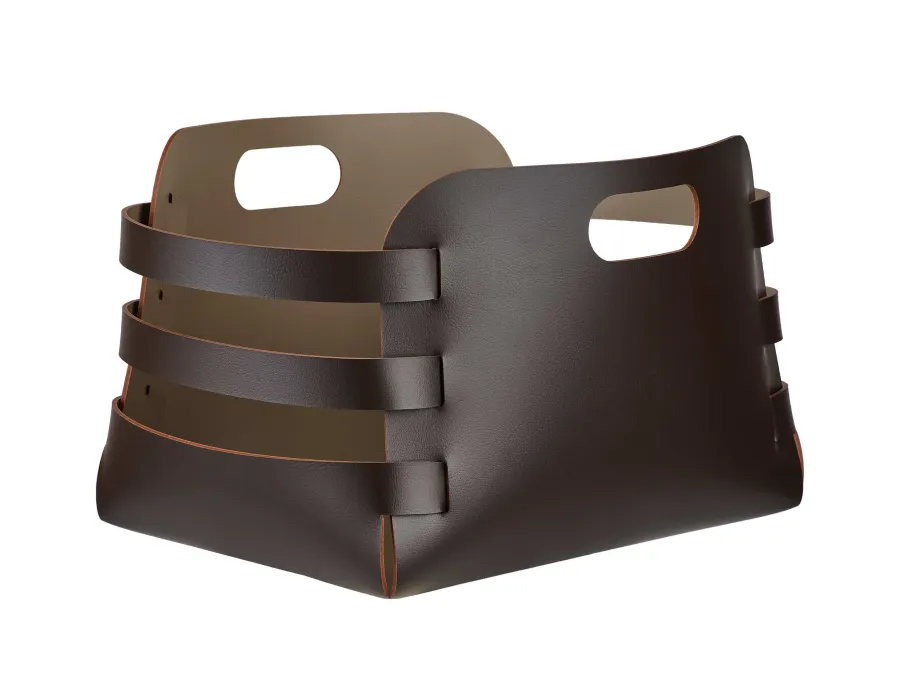 obrazek 1 Koszyk Riga 27x36xH25 cm z naturalnej skóry w kolorze czekoladowym