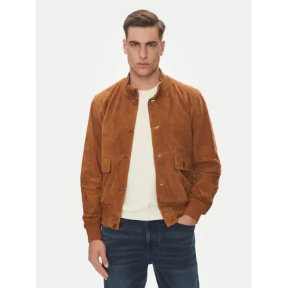 Zdjęcie Serge Pariente Kurtka skórzana Starter Vs Brązowy Regular Fit