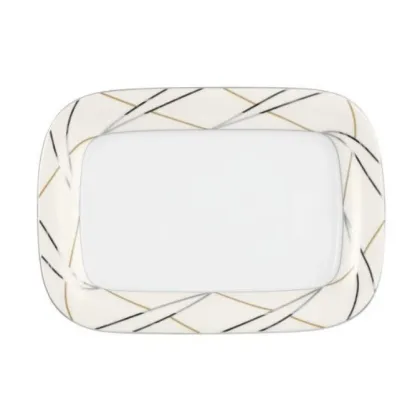 Zdjęcie Nowoczesny prostokątny porcelanowy półmisek z pięknym zdobieniem – Tettau