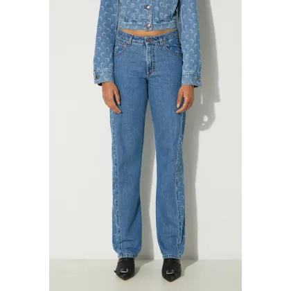Zdjęcie Marine Serre jeansy Moon Laser Denim Curved Jeans damskie high waist WPA127A