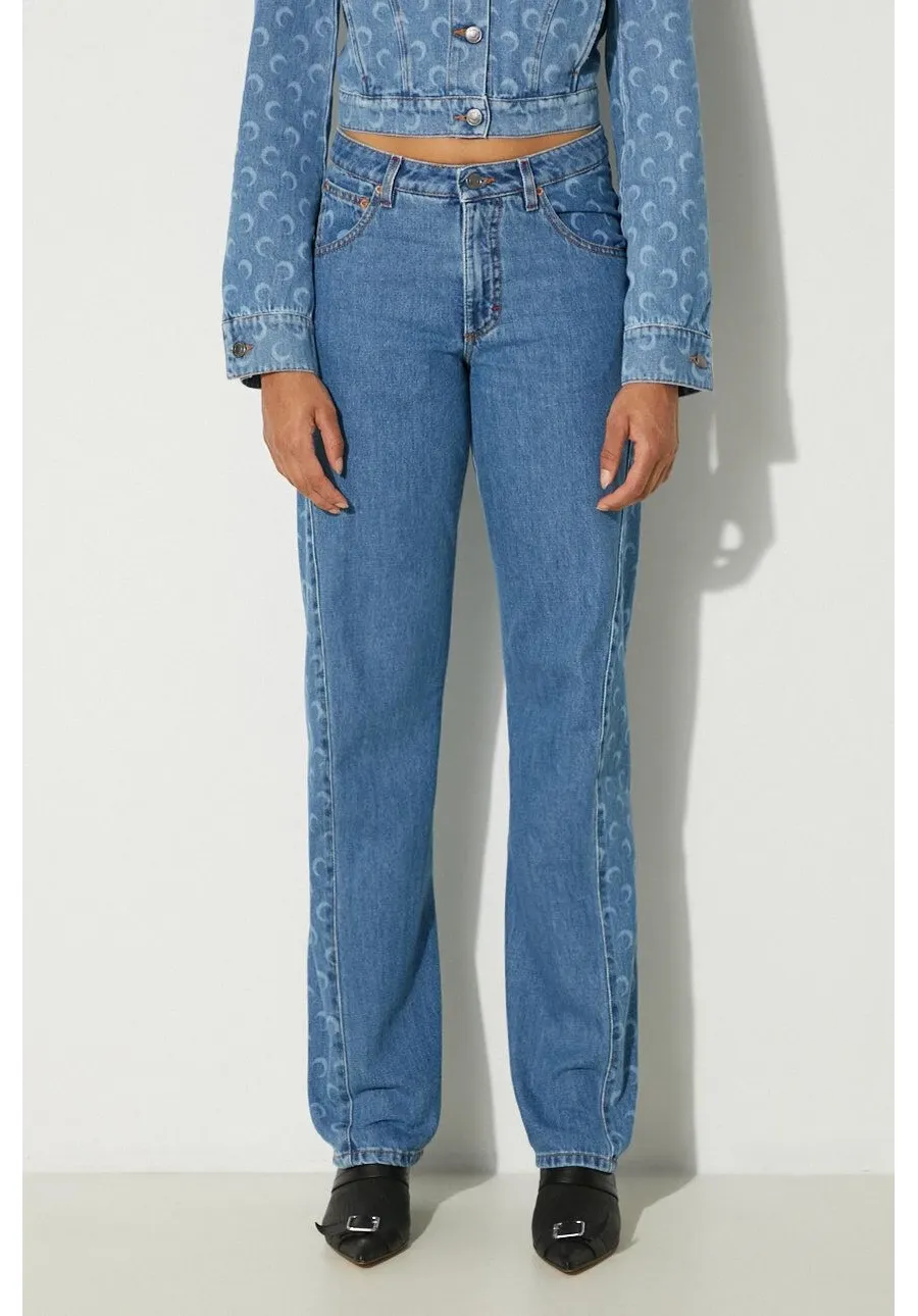 obrazek 1 Marine Serre jeansy Moon Laser Denim Curved Jeans damskie high waist WPA127A