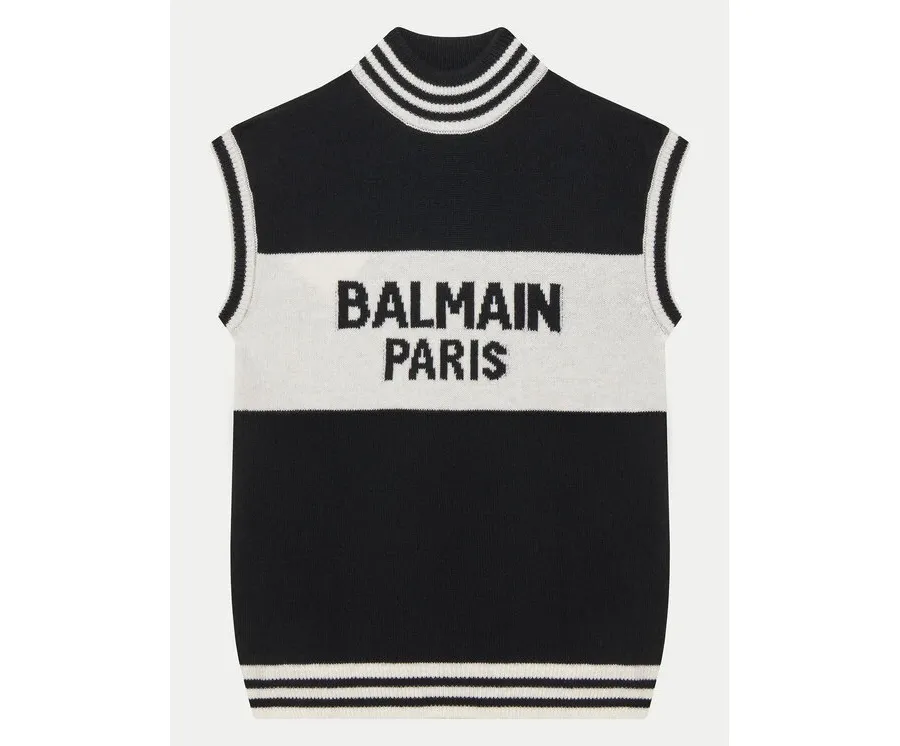 obrazek 1 Balmain Sweter BV9A51-Z2361 Czarny Regular Fit
