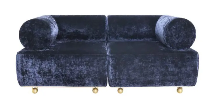 navy blue upholstered sofa