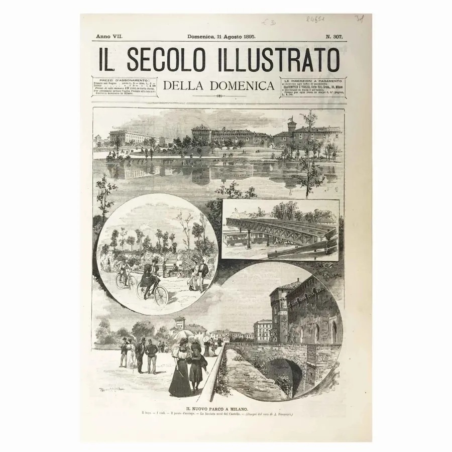 obrazek 2 Park Sempione w Mediolanie w 1895 r. Na podstawie ksylografii Illustrated Century of Sunday sporządzonej przez A. Bonamore