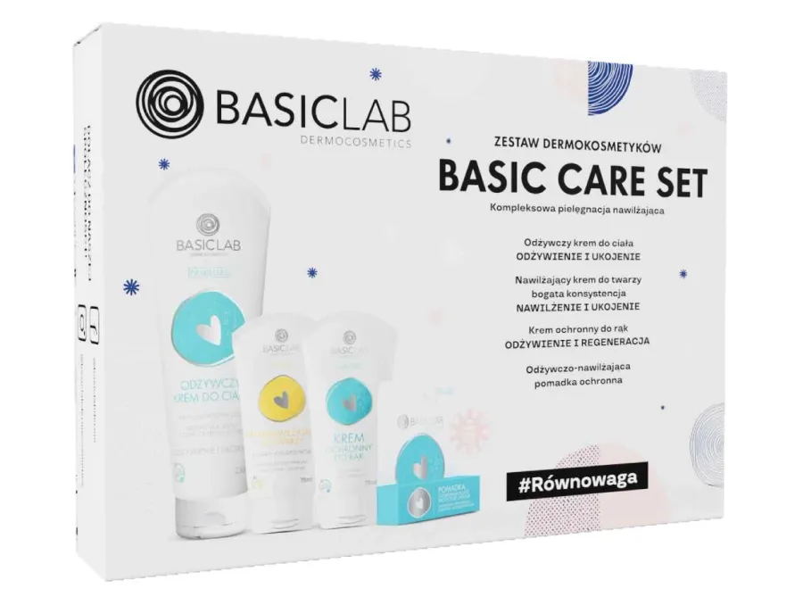 obrazek 1 Basiclab Zestaw (Krem do ciała+ Krem bogaty  + Krem do rąk  + Pomadka 4g) Basiclab Dermocosmetics