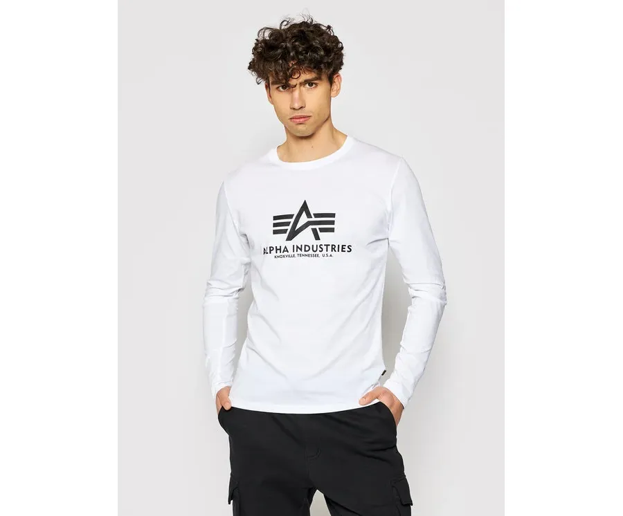 obrazek 1 Alpha Industries Longsleeve Basic T 100510 Biały Regular Fit