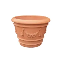 Picture Italian Alba vase with festoons for the garden, 52 cm - Goti Terrecotte