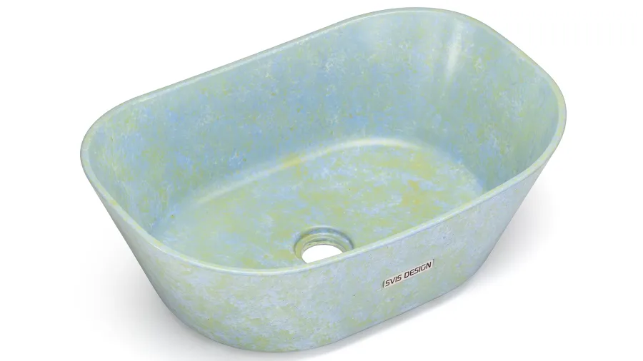 obrazek 2 Oszałamiająca umywalka 50 cm LIBRA BASIC – GRANITE, niebieski i zielony, lakier półmatowy