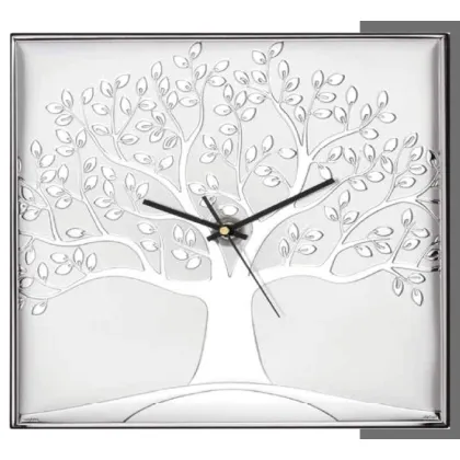 Picture Exclusive silver clock 30x30 cm with a tree motif