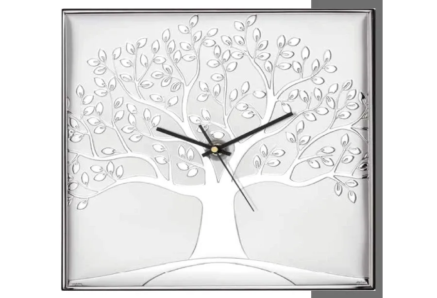 obrazek 1 Ekskluzywny srebrny zegar 30х30 cm z motywem drzewa