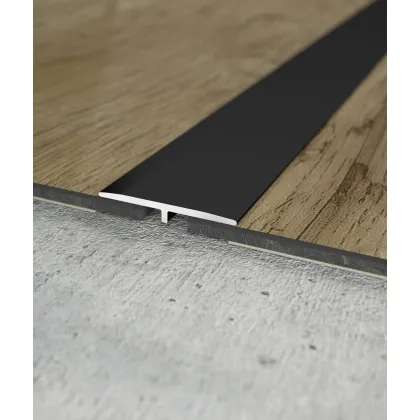 Zdjęcie 200 x 2,5 x 0,1 cm Minileiste - (czarny) - Minimalistyczna listwa aluminiowa łączeniowa międzypodłogowa - UL25X2-03